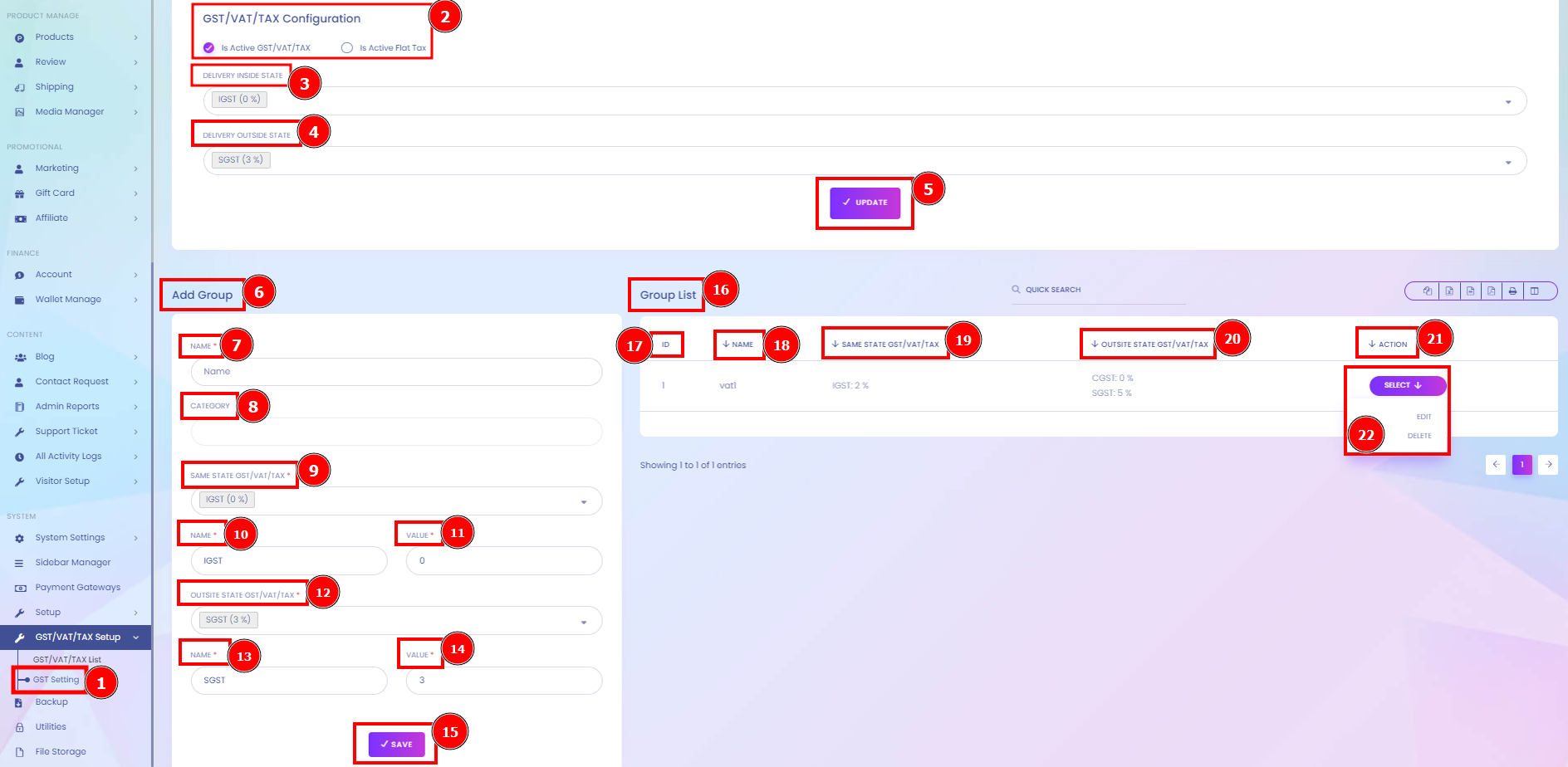 GST Setting | Aorasoft HelpDesk