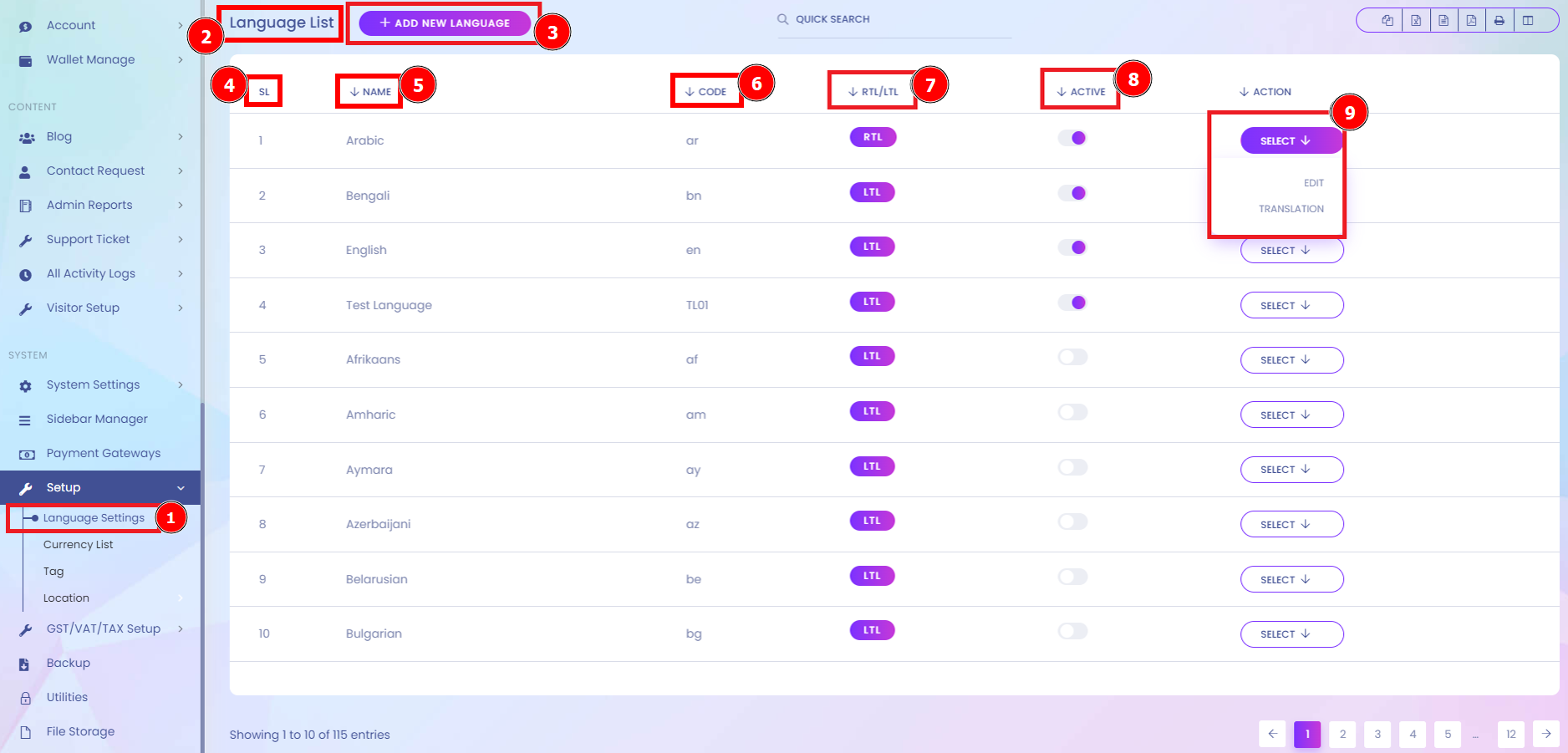 Language Setting | Aorasoft HelpDesk