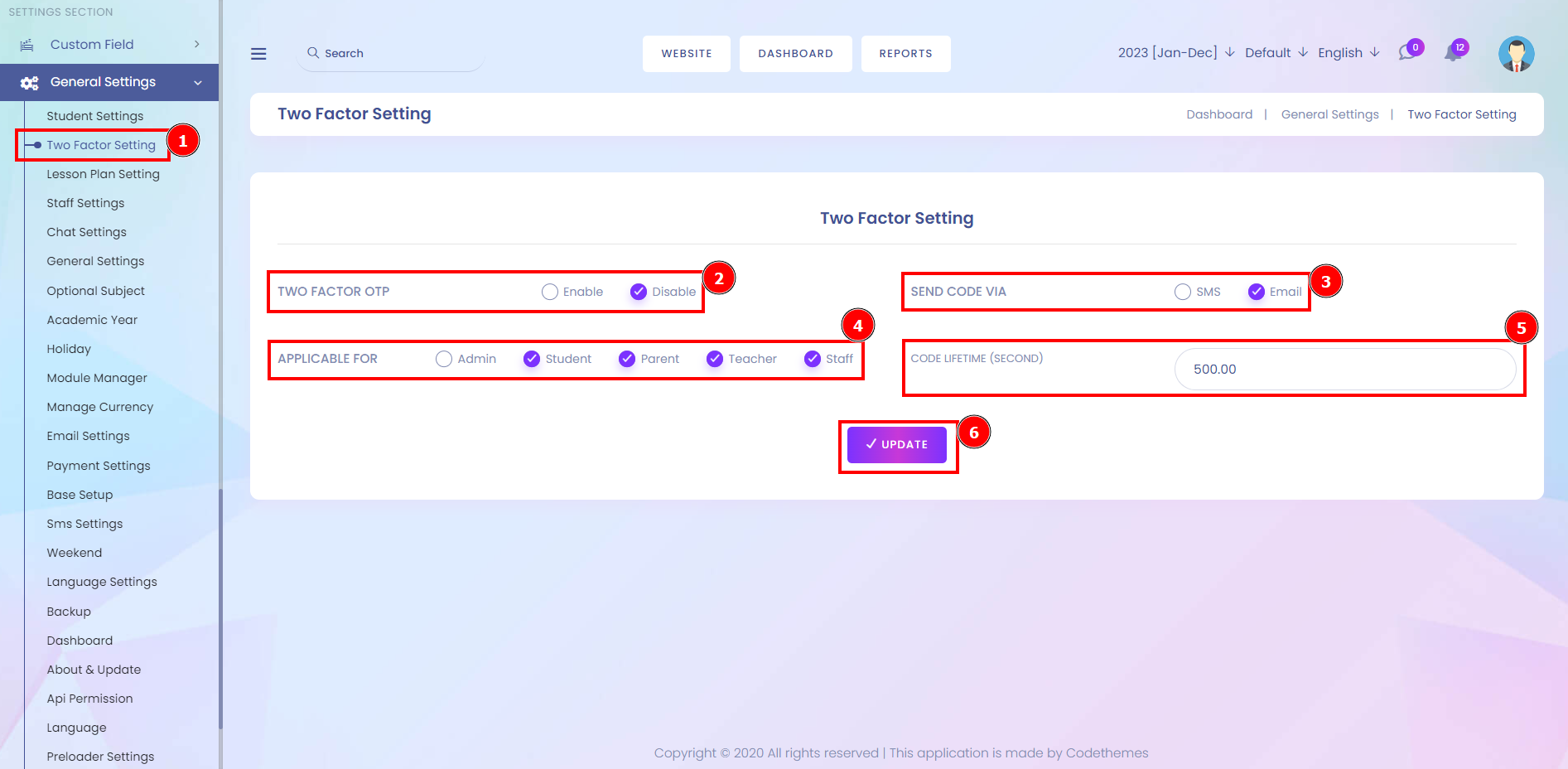Two-Factor Authentication in InfixEDU | Aorasoft HelpDesk
