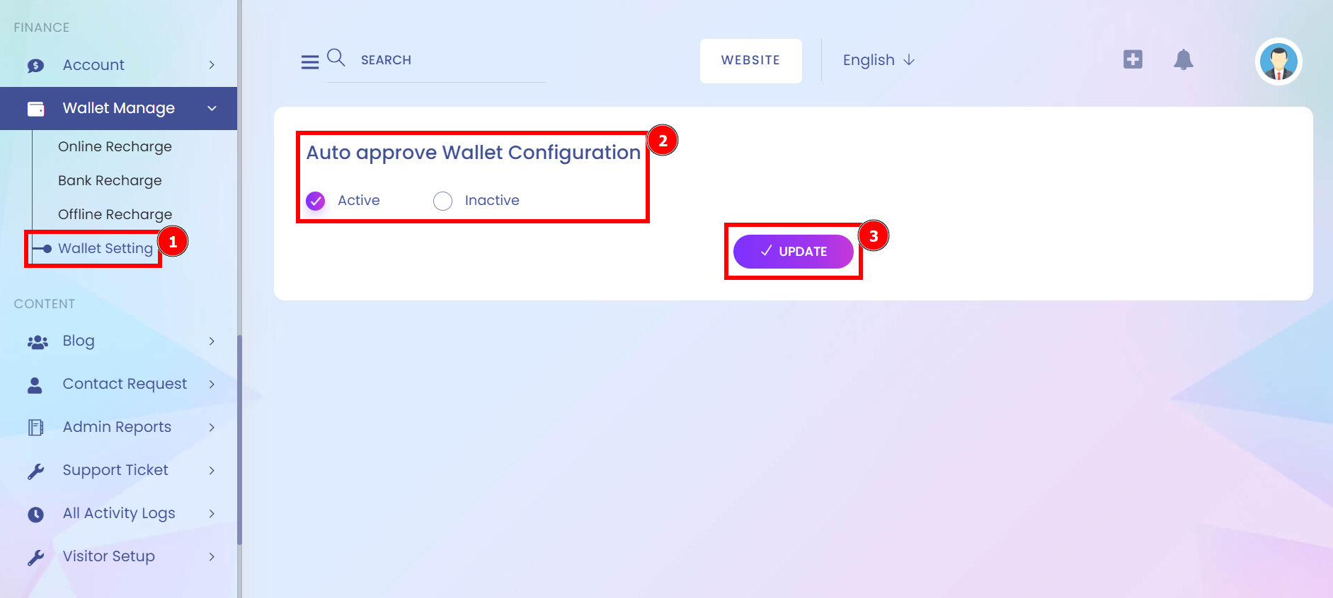 Wallet Setting | Aorasoft HelpDesk