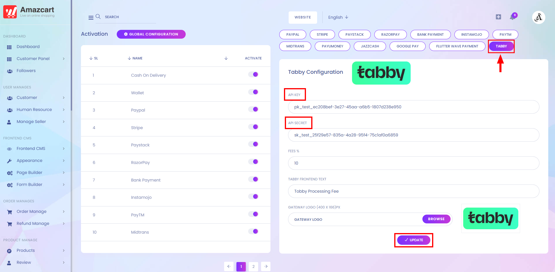 How to set up the API and secret key for Tabby Payment Gateway ...